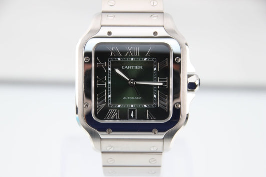 Used Cartier Santos de Cartier LM Green Dial Steel WSSA0062 - RYBrandshop