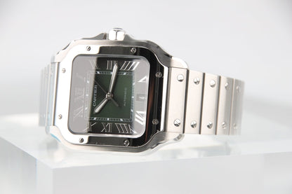 Used Cartier Santos de Cartier LM Green Dial Steel WSSA0062 - RYBrandshop